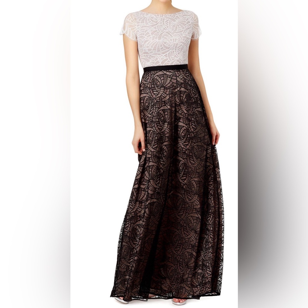 Chic Black and White Lace Maxi Dress